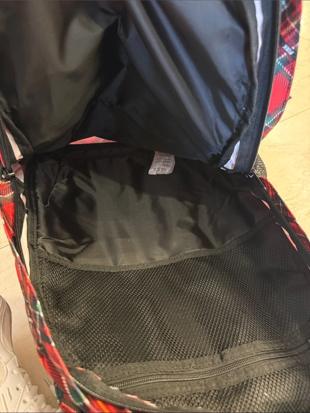 PINK Victoria's Secret Red Tartan Plaid Backpack with Black Trim NEW WITHOUT TAG